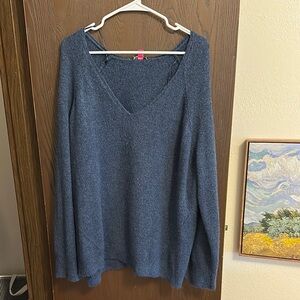 Blue V-Neck Women's Sweater